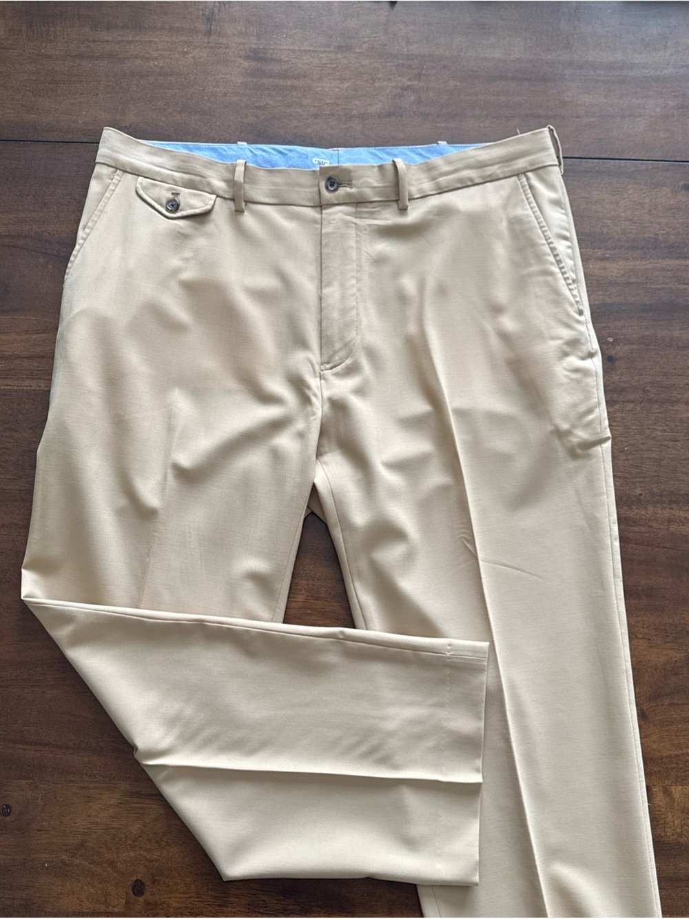 Polo Golf Ralph Lauren Men Tan Flat Front Wool Stretch Pants 38 Inseam 26"